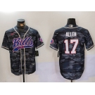 Men's Buffalo Bills #17 Josh Allen Camo Team Cool Base Stitched Baseball Jersey