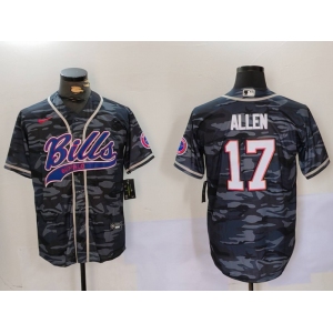 Men's Buffalo Bills #17 Josh Allen Camo Team Cool Base Stitched Baseball Jersey