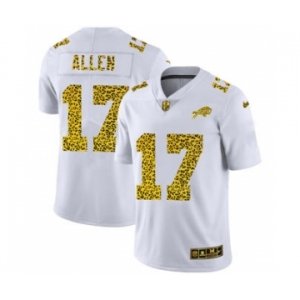 Men's Buffalo Bills #17 Josh Allen Flocked Leopard Print Vapor Limited Football Jersey White