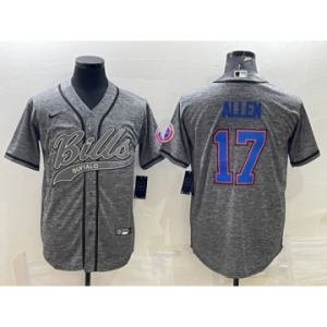 Men's Buffalo Bills #17 Josh Allen Gray With Patch Cool Base Stitched Baseball Jersey