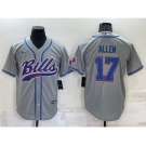 Men's Buffalo Bills #17 Josh Allen Grey Stitched Cool Base Nike Baseball Jersey