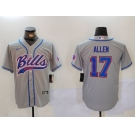 Men's Buffalo Bills #17 Josh Allen Grey Team Cool Base Stitched Baseball Jersey1