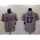 Men's Buffalo Bills #17 Josh Allen Grey Team Cool Base Stitched Baseball Jerseys