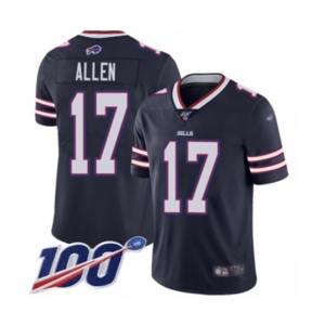Men's Buffalo Bills #17 Josh Allen Limited Navy Blue Inverted Legend 100th Season Football Jersey