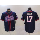 Men's Buffalo Bills #17 Josh Allen Navy Team Cool Base Stitched Baseball Jersey