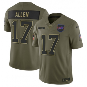 Men's Buffalo Bills #17 Josh Allen Olive 2025 Salute to Service Limited Football Stitched Jersey