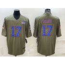 Men's Buffalo Bills #17 Josh Allen Olive Salute To Service Limited Stitched Jersey