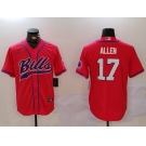 Men's Buffalo Bills #17 Josh Allen Red Cool Base Stitched Baseball Jersey