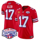 Men's Buffalo Bills #17 Josh Allen Red F.U.S.E. 2024 AFC East Division Champions With 4-Star C Ptach Vapor Limited Stitched Football Jersey