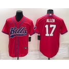 Men's Buffalo Bills #17 Josh Allen Red Stitched Cool Base Nike Baseball Jersey