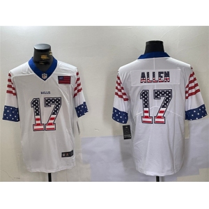 Men's Buffalo Bills #17 Josh Allen White 2019 USA Flag Fashion Limited Football Stitched Jersey