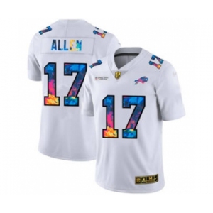 Men's Buffalo Bills #17 Josh Allen White Multi-Color 2020 Football Crucial Catch Limited Football Jersey