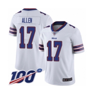 Men's Buffalo Bills #17 Josh Allen White Vapor Untouchable Limited Player 100th Season Football Jersey