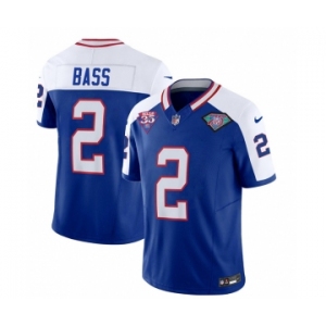 Men's Buffalo Bills #2 Tyler Bass Blue White 2023 F.U.S.E. 75th Anniversary Throwback Vapor Untouchable Limited Football Stitched Jersey