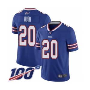 Men's Buffalo Bills #20 Rafael Bush Royal Blue Team Color Vapor Untouchable Limited Player 100th Season Football Jersey