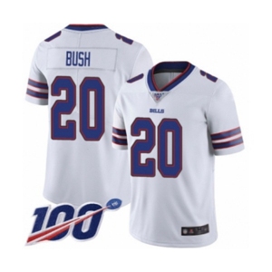 Men's Buffalo Bills #20 Rafael Bush White Vapor Untouchable Limited Player 100th Season Football Jersey
