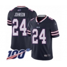 Men's Buffalo Bills #24 Taron Johnson Limited Navy Blue Inverted Legend 100th Season Football Jersey