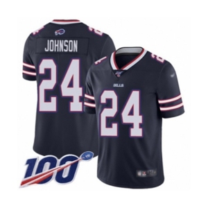 Men's Buffalo Bills #24 Taron Johnson Limited Navy Blue Inverted Legend 100th Season Football Jersey
