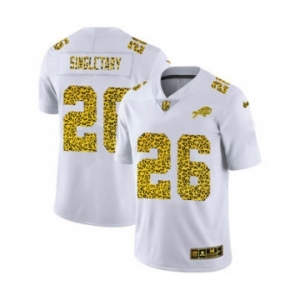 Men's Buffalo Bills #26 Devin Singletary Flocked Leopard Print Vapor Limited Football Jersey White
