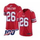 Men's Buffalo Bills #26 Devin Singletary Limited Red Rush Vapor Untouchable 100th Season Football Jersey