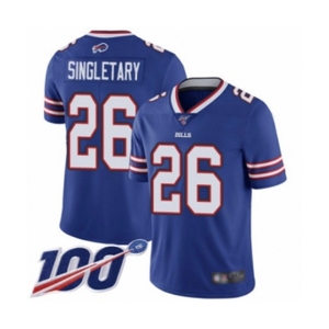 Men's Buffalo Bills #26 Devin Singletary Royal Blue Team Color Vapor Untouchable Limited Player 100th Season Football Jersey