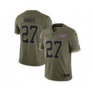 Men's Buffalo Bills #27 Tre'Davious White 2022 Olive Salute To Service Limited Stitched Jersey