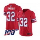 Men's Buffalo Bills #32 O. J. Simpson Limited Red Rush Vapor Untouchable 100th Season Football Jersey