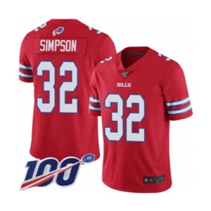 Men's Buffalo Bills #32 O. J. Simpson Limited Red Rush Vapor Untouchable 100th Season Football Jersey