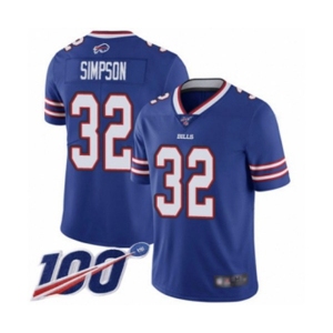 Men's Buffalo Bills #32 O. J. Simpson Royal Blue Team Color Vapor Untouchable Limited Player 100th Season Football Jersey