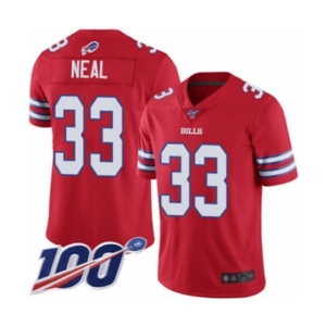 Men's Buffalo Bills #33 Siran Neal Limited Red Rush Vapor Untouchable 100th Season Football Jersey