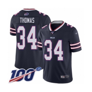 Men's Buffalo Bills #34 Thurman Thomas Limited Navy Blue Inverted Legend 100th Season Football Jersey