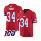 Men's Buffalo Bills #34 Thurman Thomas Limited Red Rush Vapor Untouchable 100th Season Football Jersey