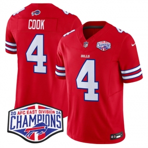 Men's Buffalo Bills #4 James Cook Red F.U.S.E. 2024 AFC East Division Champions Vapor Limited Stitched Football Jersey