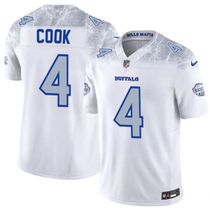 Men's Buffalo Bills #4 James Cook White 2025 F.U.S.E. “Rivalries” Vapor Limited Football Stitched Jersey