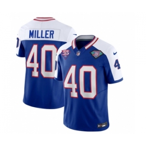 Men's Buffalo Bills #40 Von Miller Blue White 2023 F.U.S.E. 75th Anniversary Throwback Vapor Untouchable Limited Football Stitched Jersey