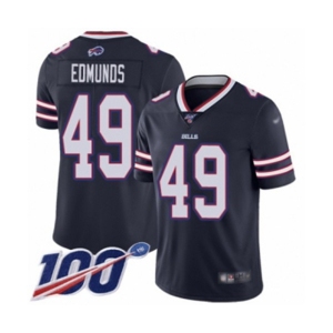 Men's Buffalo Bills #49 Tremaine Edmunds Limited Navy Blue Inverted Legend 100th Season Football Jersey