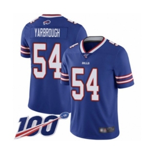 Men's Buffalo Bills #54 Eddie Yarbrough Royal Blue Team Color Vapor Untouchable Limited Player 100th Season Football Jersey