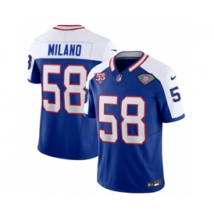 Men's Buffalo Bills #58 Matt Milano Blue White 2023 F.U.S.E. 75th Anniversary Throwback Vapor Untouchable Limited Football Stitched Jersey