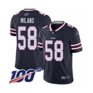 Men's Buffalo Bills #58 Matt Milano Limited Navy Blue Inverted Legend 100th Season Football Jersey