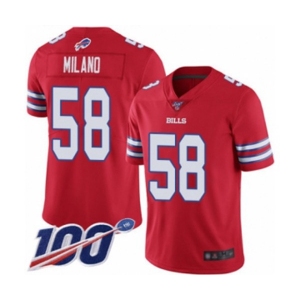 Men's Buffalo Bills #58 Matt Milano Limited Red Rush Vapor Untouchable 100th Season Football Jersey