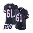 Men's Buffalo Bills #61 Spencer Long Limited Navy Blue Inverted Legend 100th Season Football Jersey