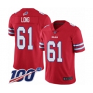 Men's Buffalo Bills #61 Spencer Long Limited Red Rush Vapor Untouchable 100th Season Football Jersey