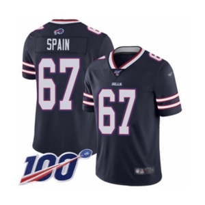 Men's Buffalo Bills #67 Quinton Spain Limited Navy Blue Inverted Legend 100th Season Football Jersey