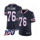 Men's Buffalo Bills #76 Jon Feliciano Limited Navy Blue Inverted Legend 100th Season Football Jersey