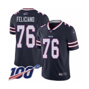 Men's Buffalo Bills #76 Jon Feliciano Limited Navy Blue Inverted Legend 100th Season Football Jersey