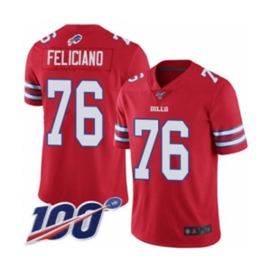 Men's Buffalo Bills #76 Jon Feliciano Limited Red Rush Vapor Untouchable 100th Season Football Jersey