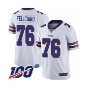 Men's Buffalo Bills #76 Jon Feliciano White Vapor Untouchable Limited Player 100th Season Football Jersey