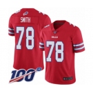 Men's Buffalo Bills #78 Bruce Smith Limited Red Rush Vapor Untouchable 100th Season Football Jersey