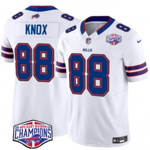 Men's Buffalo Bills #88 Dawson Knox White F.U.S.E. 2024 AFC East Division Champions Vapor Limited Stitched Football Jersey