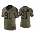 Men's Buffalo Bills #91 Ed Oliver 2021 Olive Salute To Service Limited Stitched Football Jersey